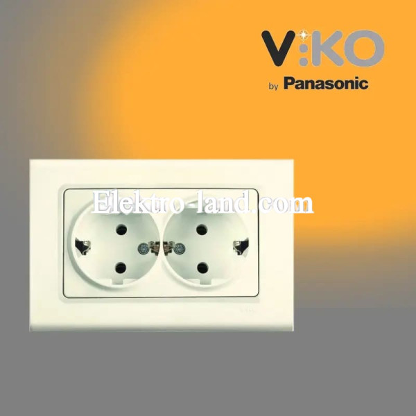 Розетка двойная с заземлением крем VIKO LINNERA 